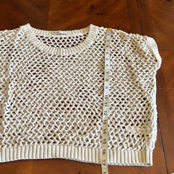 Old Navy Size S Cream Cotton Open Weave Cropped Pullover Sweater - Picture 7 of 7